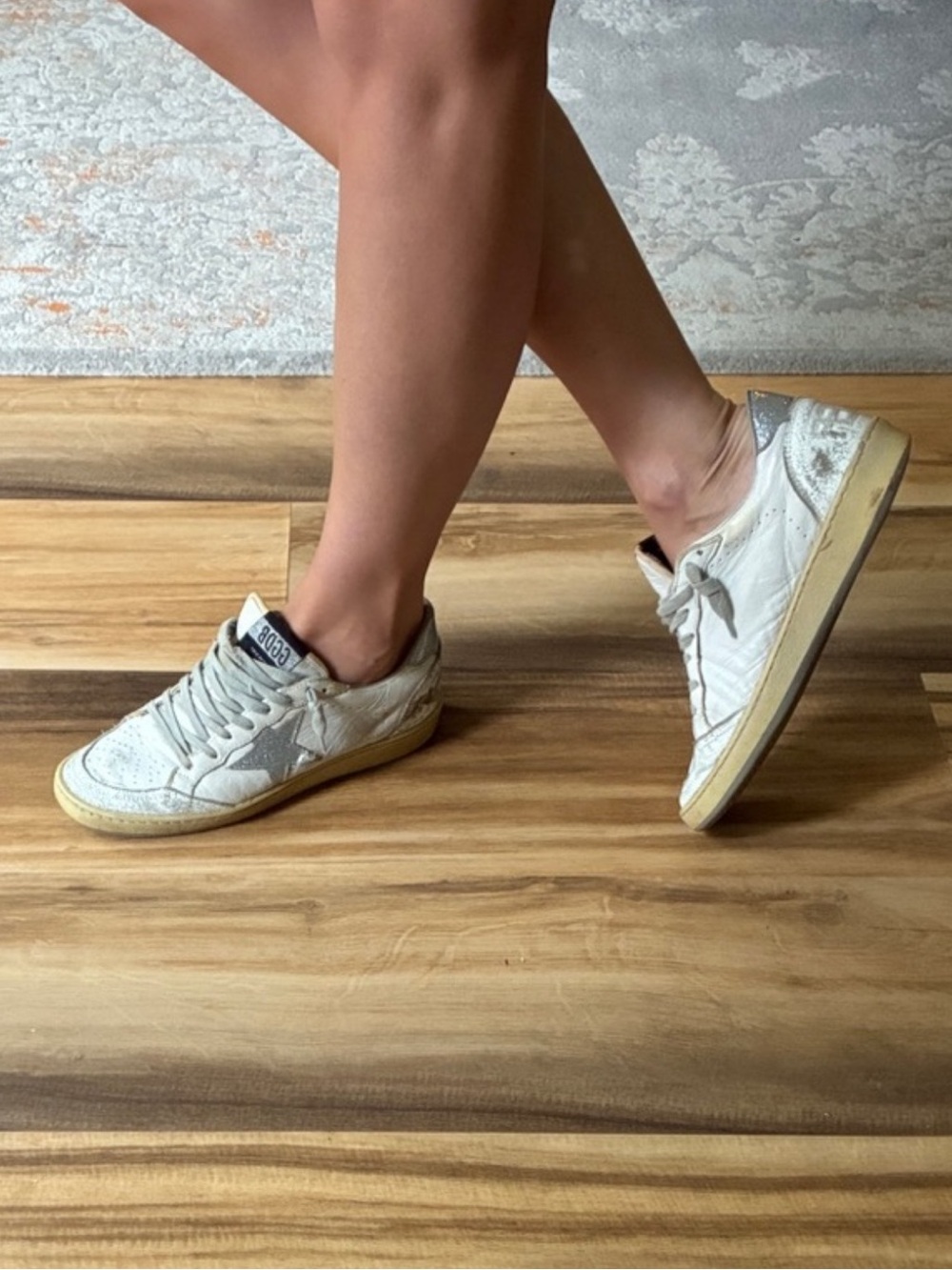 Golden Goose BALLSTAR White With Silver Glitter Star EU 38 (US 8)